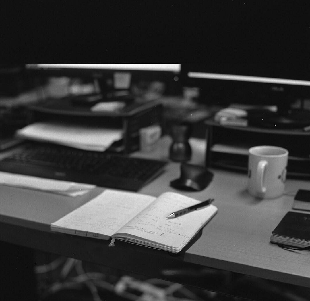mystery writer at desk